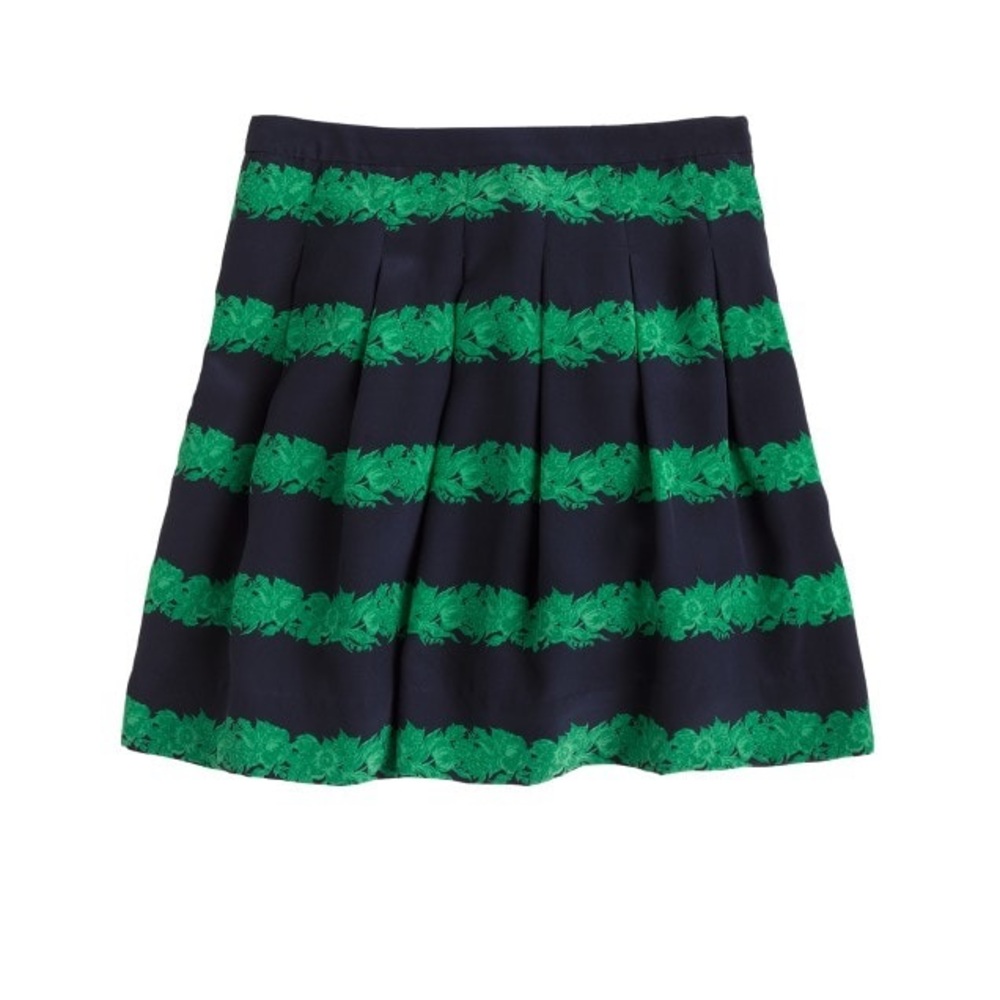 J.crew Silk skirt in beanstalk stripe